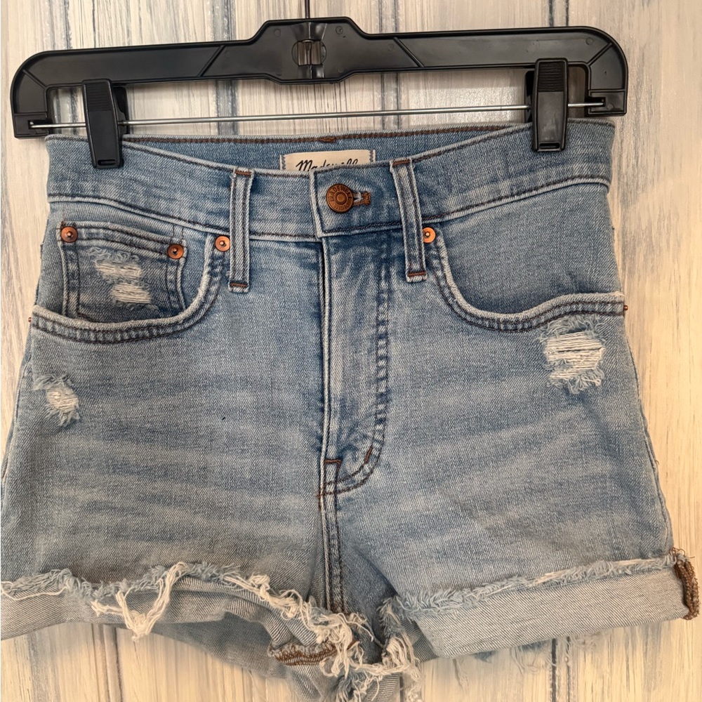 Madewell Light Blue Distressed Denim Cutoff Shorts